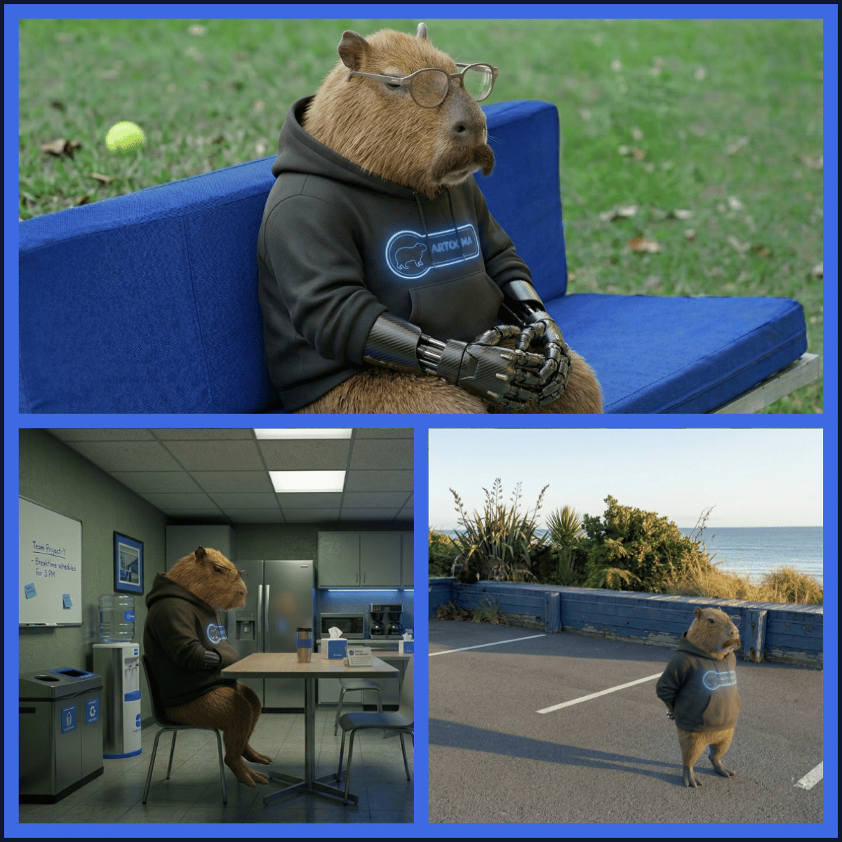 Capybara waiting by the pool